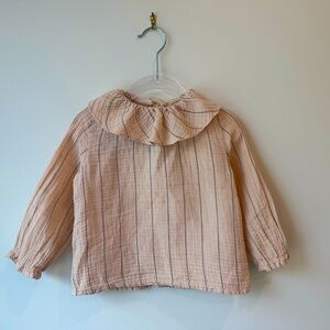 Buho Pink Blouse with back button detail 18m
